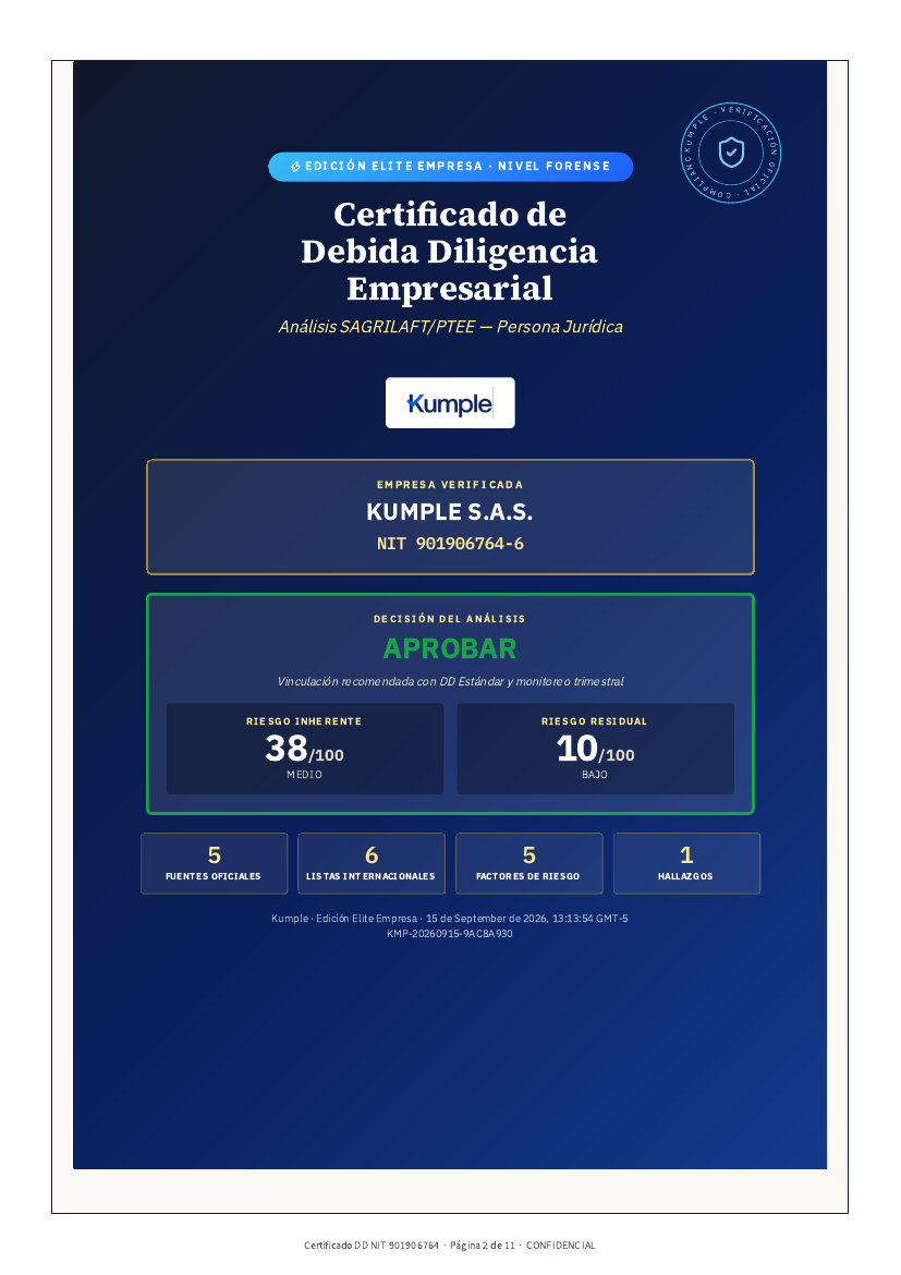 Página del informe de Kumple con el detalle de fuentes consultadas